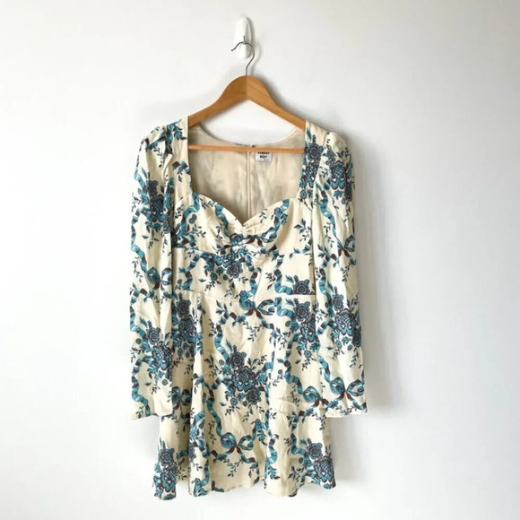 Aritzia Sunday Best Coco Long Sleeve Dress Cream Blue Size 4 - Picture 5 of 10